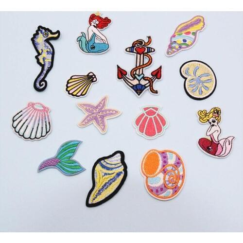 Fabric Embroidered Marine Organism Patch Clothes Stickers Bag Sew Iron On Applique DIY Apparel Sewing Clothing Accessories BU191