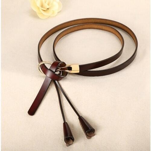 1pc Leather Brand Women Tassel Waistband Decorated Thin Belt for Dress skirt Fashion Thin Strap Vintage Female Belt