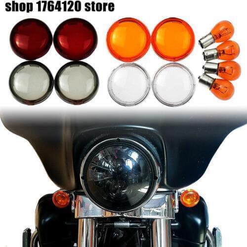 2pcs Motorcycle Turn Signal light Lens Cover Light Blub For Harley Sportster XL 883 Touring Road King Dyna Softail