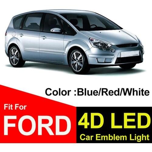 23cmx9cm 14.5cm*5.6cm Trunk Boot Emblem Light 4d Car Decoration Lamp Auto Badge for Kuga Fusion Fiesta Transit Ranger Red/Blue
