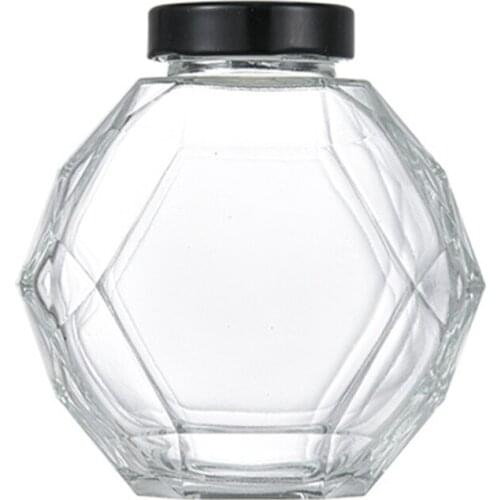 380ML Hexagonal Jam Jars , Transparent Jam Jar Bottles for Jams, Honey, Wedding G32A