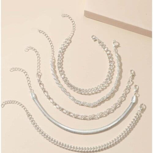 5PCS/SET Womens Popular Five Set Chain Bracelets Snake Chain solid color simple fashion Unisex Bracelets Metal Link Bracelets