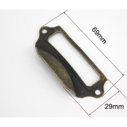 69*29mm hardware shelf Drawer handle label frame Pull Antique Bronze Tag sign name card holder red antique copper bronze metal