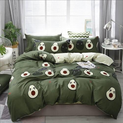 Avocado Plant Animals 4pcs Girl Boy Kid Bed Cover Set Duvet Cover Adult Child Bed Sheets Pillowcases Comforter Bedding Set 61029