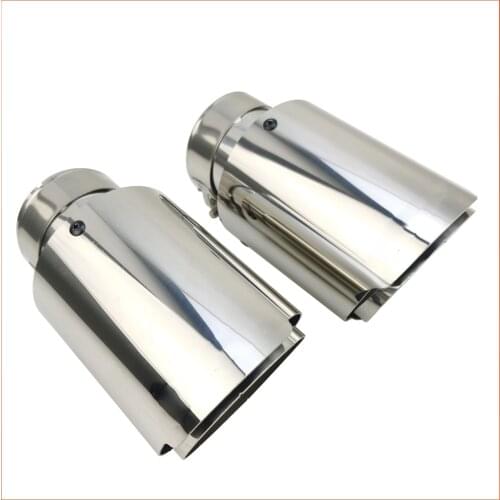 Car Stainless Steel Muffler Tip Exhaust Pipe Mufflers Decoration 89mm Universal Straight Silver Stainless For Akrapovic