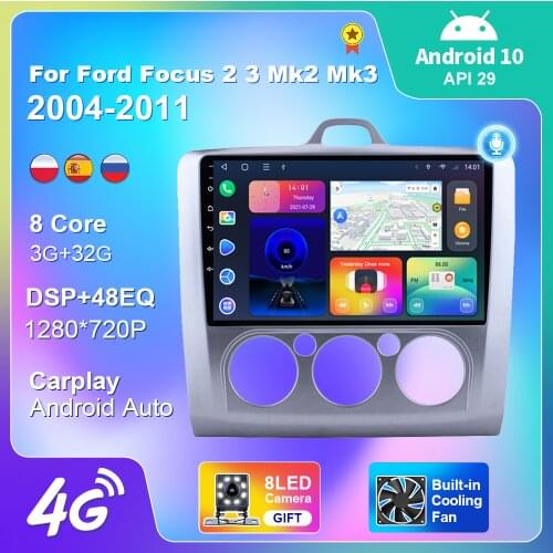 9 inch Car Radio For Ford Focus 2 3 Mk2 Mk3 2004-2011 2din Android 10 Auto Stereo Navigation GPS 4G Multimedia DSP Video Player
