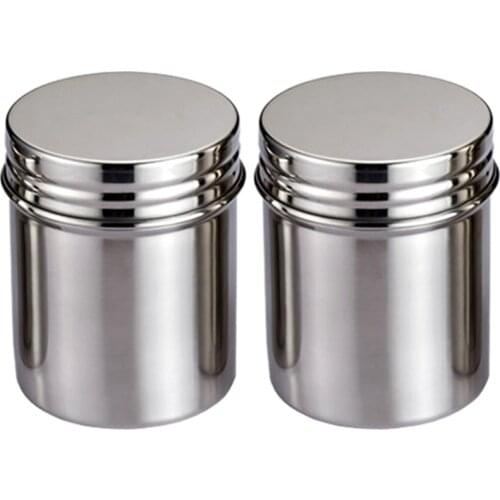 Stainless Steel Storage Tank, Coffee Beans And Tea Sealed Cans, With Lid, For Kitchen Dry Food, Herbs, Weeds - Medium 12 Oz 2Pcs