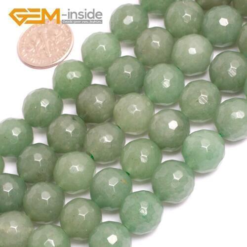 6-12mm Round Faceted Green Aventurine Jades Gem stone Beads For Jewelry Making Beads Strand 15" DIY Wholesale Gem-inside
