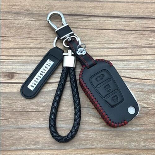 Key Case for lifan x60 car leather key bag case cover metal/belt buckle keychaine key cover with phone plate weaving rope 1pc
