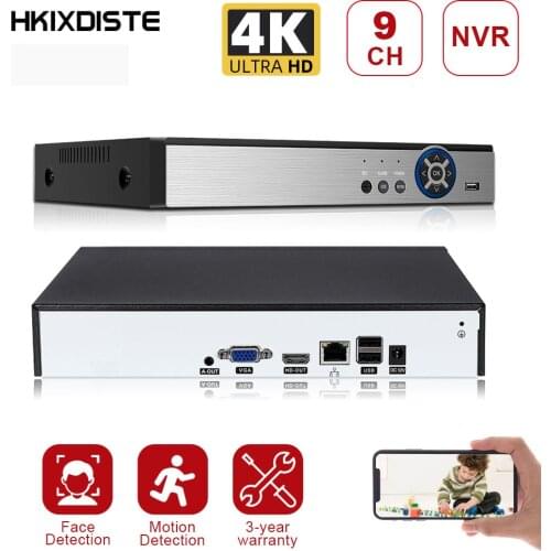 9CH*4K ONVIF H.265/H.264 Support 1 SATA NVR Network Digital Video Recorder Max 8TB XMEYE CMS with Cable P2P Cloud Mobile