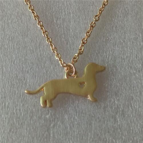 D015_Dainty Dachshund Necklace Sausage Dog Memorial Gift Puppy Doggy Pet jewelry Delicate Women Animal Charm