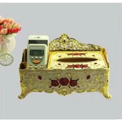 European floweral rectangle metal tissue box holder napkin box toilet paper holder dispenser case metal storage box JZJH035