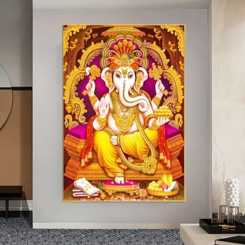 Canvas Painting Ganesha India Religion Wall Art Elephant God Poster Print Wall Picture for Living Room Decoration Home Cuadros