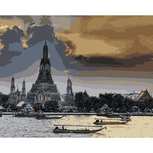 MaHuaf-j650 Bangkok Thailand coloring by numbers landscape acrylic paint by numbers kit landscape wall pictures