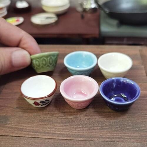 Mini Ceramic Soup Rice Bowl Plate Simulation Model Furniture Toys For Doll House Decoration 1/12 Dollhouse Miniature Accessories