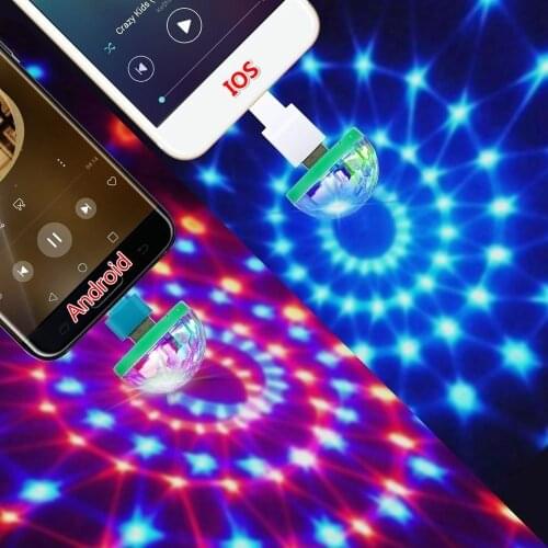 Mini USB LED Light Disco Party Lights Android IPhone Portable Crystal Magic Ball Colorful Stage Lamp For Home Karaoke Decor