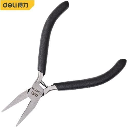 Deli Durable Multifunction Flat Nose Pliers 5'' Hand Pliers Toothless Flat Mouth Diagonal Cutting Plier Mini Hand Tool Alicates