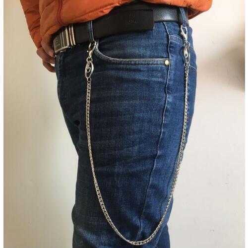 Cool silver Trousers Wallet Key Chain Motorcyle Jean Gothic Rock Keychain Mens metal waist hanging pants chain Clothing accesso