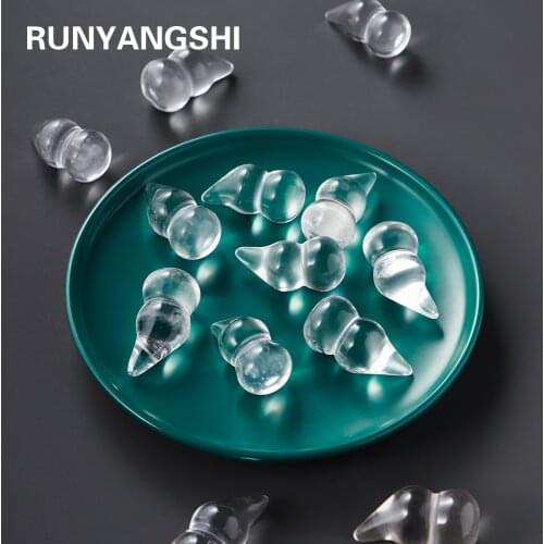 Natural Transparent Gemstone Clear Quartz Carved Gourd Ornaments Crystal Crafts Healthy Stone For Jewelry Making