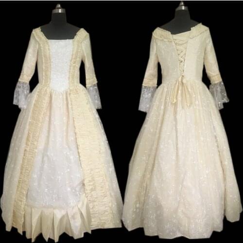 New champange Vintage costumes 18th Duchess Retro medieval Renaissance Reenactment Theatre Civil war Victorian dress D-299