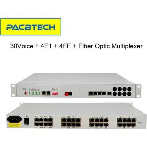 30Voice + 4E1 + 4FE + 4RS232 Fiber Multiplexer Telephone Fiber Converter Singlemode Signle Fiber 20km