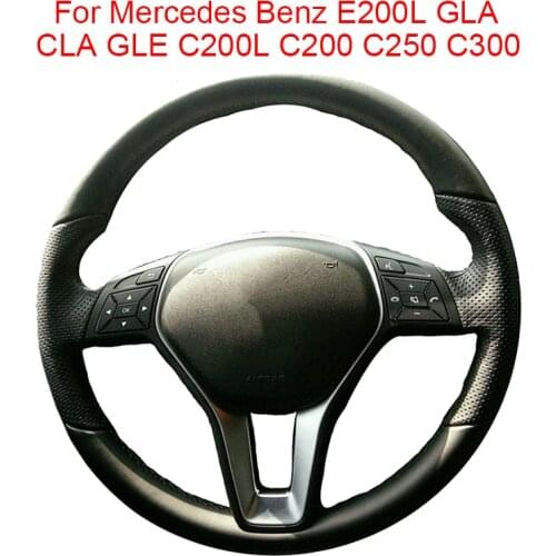 DIY Original Car Steering Wheel Cover For Mercedes Benz E200L GLA CLA GLE C200L C200 C250 C300 Leather Braid For Steering Wheel