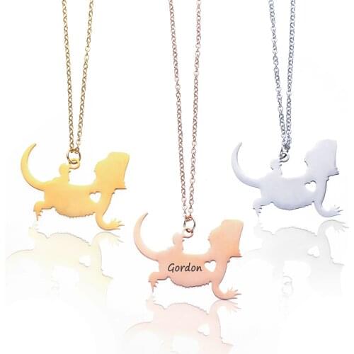 Personalized Bearded Dragon Charm Lizard Necklace Dragon Jewelry 3 Colors Available Accept Drop Shipping YP6047