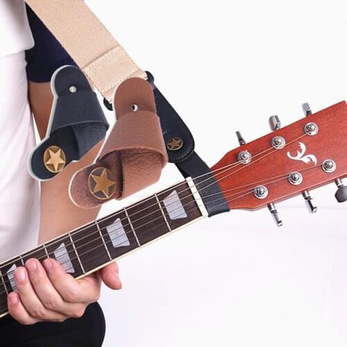 Durable Guitar Neck Strap Guitar Strap Leather Head Belt Holder Button Safe Lock Acoustic Electric Classic Guitar Accessories