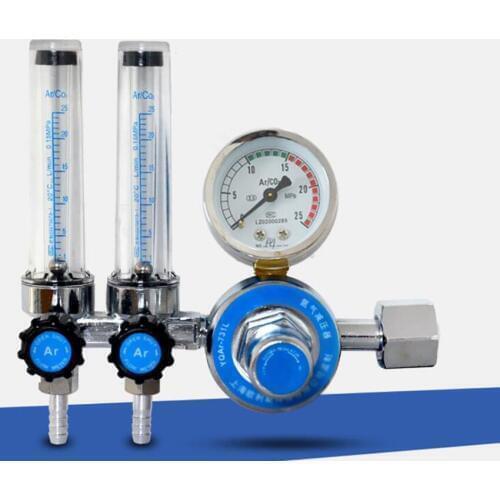 Argon Gas Flowmeter Regulator Shock-proof Pressure Reducer Gauge Single / Double Tube Flowmeter for Argon Arc Welding, G5/8