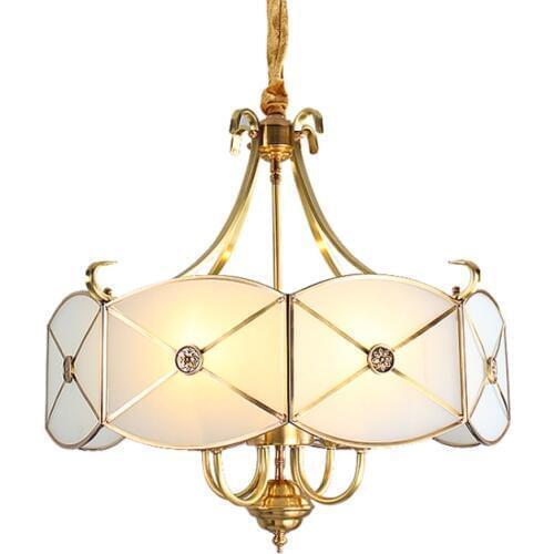 Luxury Pure Copper Chain Dining Room Pendant Light Noble Living Room Pendant Light Hotel Bedroom Restaurant Hanging Fixture Lamp