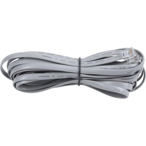 Gray Plastic Noodles 6P6C RJ11 M/M Flat Telephone Cable Cord 5M 16ft