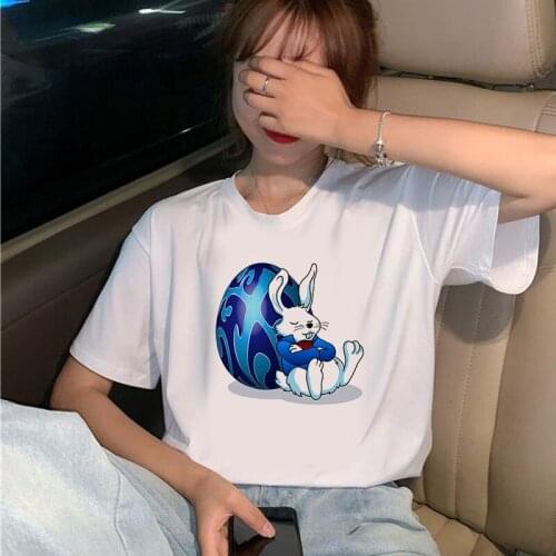 Short Sleeve Tops Tee Cartoon Rabbits Tshirt Women Summer Casual O-neck Tee Shirts Female Graphic T-shirts White Tees Tops