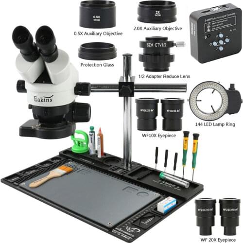 3.5X-90X 180X Simul-Focal Continuous Zoom Trinocular Stereo Microscope 34MP 2K HDMI USB Camera 1/2 CTV Adapter Big Workbench