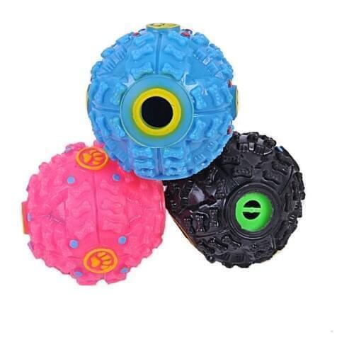 Sound leakage food ball dog toy for small dogs pet shrieking ball puzzle resistant teeth bite Cat toys ball 3 Size 7.5 / 9 /12cm