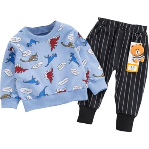 Spring Autumn Childrens Clothing Dinosaur Print Baby Boys Suits Casual Long Sleeve Kids Sets 1 2 3 4 Year Kid Sportswear