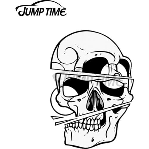Jump Time 13 x 8.6cm For Lost Why Skull VAN Decal Occlusion Scratch Laptop Car Stickers Cartoon Car Assessoires