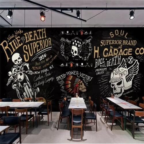 Wellyu papel de parede Custom wallpaper 3D обои European and American motorcycle skull bar KTV mural background wall paper mural