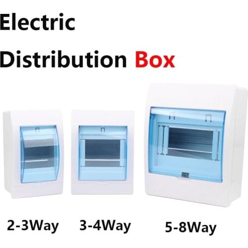 2-3/3-4/4-6/5-8 Ways Circuit Breaker Distribution Protection Box Indoor Wall Mount Plastic Box With Electric Transparent Cover