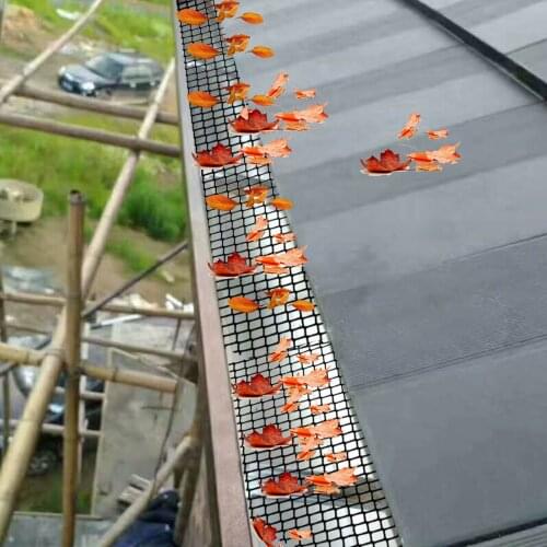 Roof Gutter Guard Mesh Leaves Protection Cover Net Set Kit Roll Strainer with 10 Clip Fixing Hooks Cuttable Stops Blockage Leaf