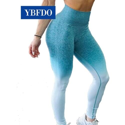 YBFDO Women Sports Gym Yoga Pants Compression Tights Seamless Pants Stretchy High Waist Run Fitness Leggings Hip Push Up