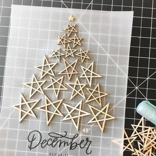 QITAI 80PCS/SET Four Size Stars DIY Scrapbooking With Gift Box Mini Photo Frame Wooden Veneer Shape Craft Products WF217