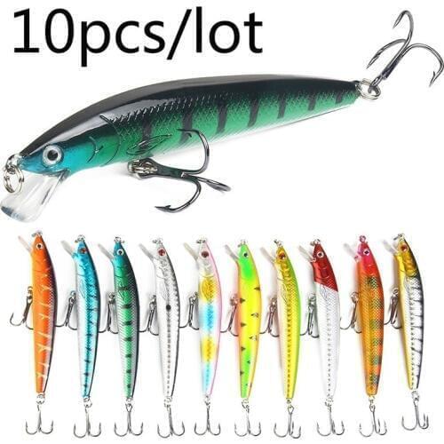 10pcs/Set Fishing Lures 8.5g/10cm Minnow Artificial Bait Hooks