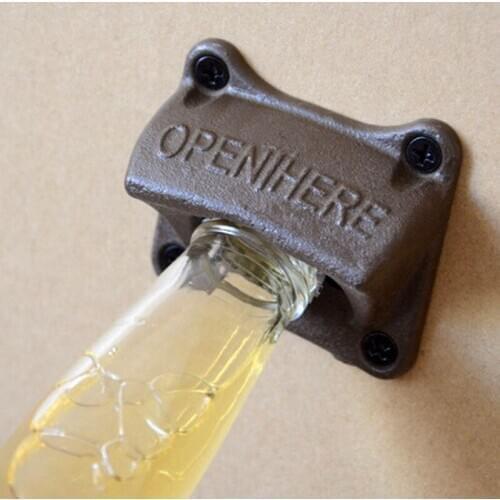 100pcs/lot Vintage Bronze Wall Mounted Opener Wine Beer Soda Glass Cap Bottle Opener Kitchen Bar Gift Zinc Alloy
