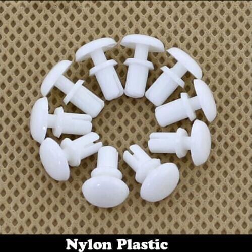 100pcs R5095 5.1mm Diameter Hole White Black Nylon Plastic Insulating Fastener Retainer Cover PC Board Clip R Type Push Rivet