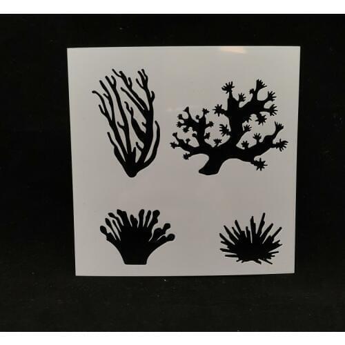 13*13 Coral pvc Layering Stencils for DIY Scrapbooking/photo album Decorative Embossing DIY Paper Cards Crafts