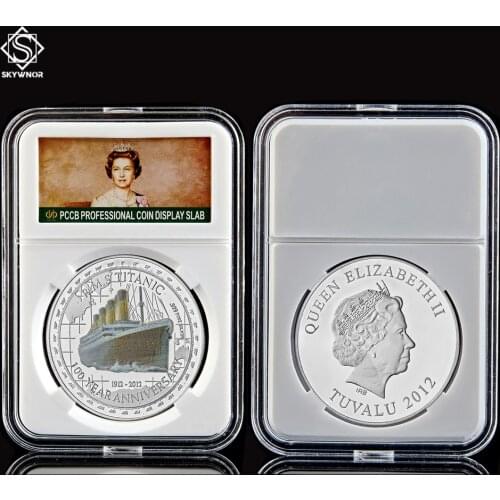 1912 RMS Titanic Large Ship Rose Heart of the Ocean Silver Euro Coin Enamel Medal Silver Coin W/ Acrylic Capsule Display