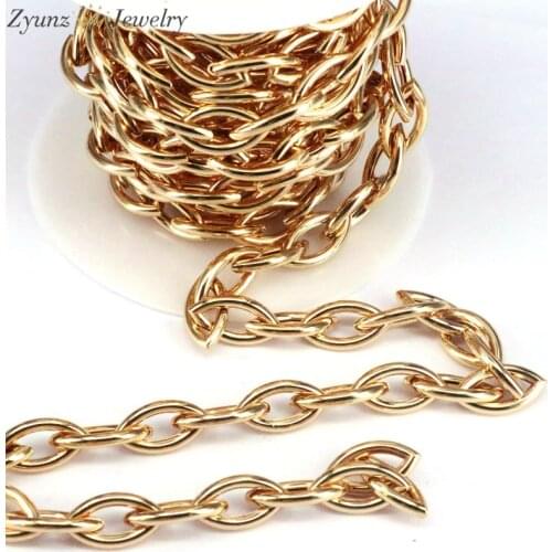 3 Meters, Gold Color Oval Link Chains for DIY Necklace Jewelry Making Handmade Findings