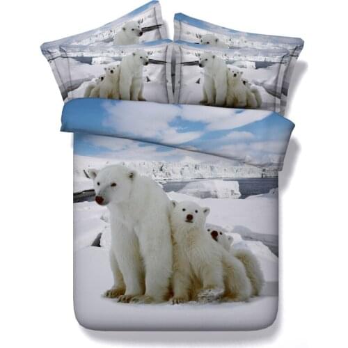 3D Polar Bear Bedding sets duvet cover bed in a bag sheet bedspreads queen size California king full twin quilt Animal Designer