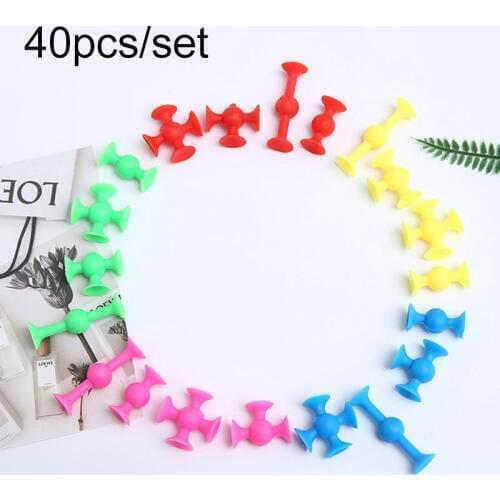40pcs/set creative Sucker toys children Stimulate imagination toys Cartoon DIY Splicing suction cup plastic toys gift toy child