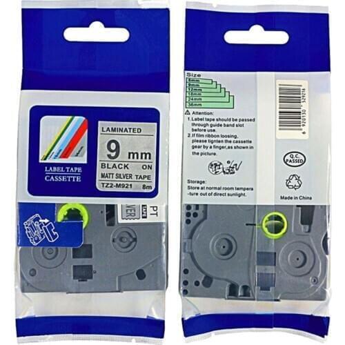 9mm tz tze tape TZe m921 TZ-m921 TZe-m921 for p touch label machine P-touch printer label of brother tz tape